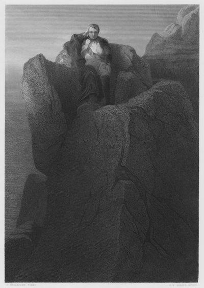 The Rock at St Helena, fra bildet i Royal Collection (gravering) av Hippolyte Delaroche
