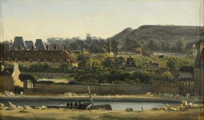 Saint Louis Hospital og Buttes-Chaumont, Paris, ca. 1830 (olje på lerret) av Hippolyte Adam