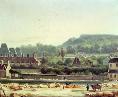 Hopital Saint-Louis og Buttes-Chaumont i 1830 av Hippolyte Adam