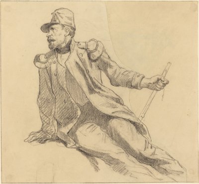 En sittende soldat av Hippolyte Bellange