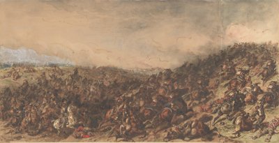 Kampscene Waterloo, 1815-66. av Hippolyte Bellange