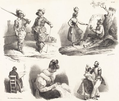 Fem vignetter av Hippolyte Bellange