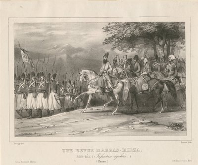 Prins, feltmarskalk Abbas Mirza 1789-1833 inspiserer infanteriregimentet, 1835 av Hippolyte Bellange