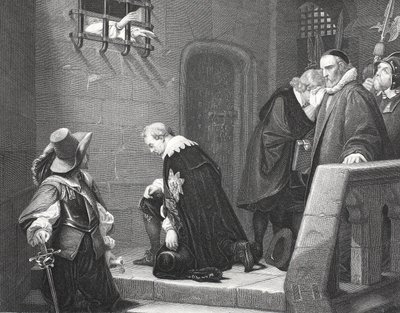 Lord Strafford på vei til henrettelse, gravert av A.H. Payne av Hippolyte Delaroche