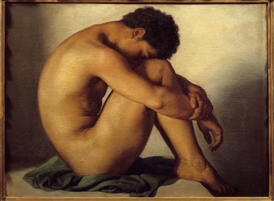 Studie av ung mann naken maleri av Hypolithe Flandrin (1809-1864) av Hippolyte Flandrin