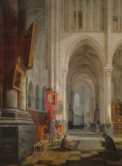 Interiør i St. Omer-katedralen, 1836 av Hippolyte Joseph Cuvelier