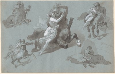 Nessus og Dejanira i fire stillinger, og den døende Nessus av Hippolyte Lalaisse