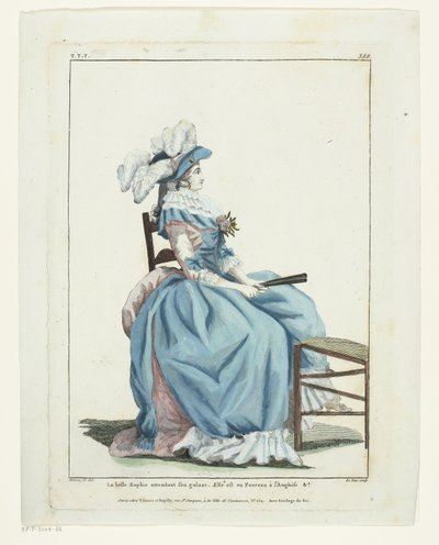 Gallery of French Fashions and Costumes 1787, TTT.388: Den vakre Sophie venter... av Hippolyte Le Bas