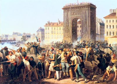 Slaget ved Porte St Denis, 28. juli 1830, Paris av Hippolyte Lecomte