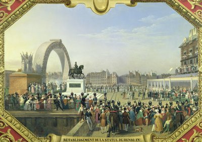 Reetablering av statuen av Henri IV (1553-1610) på Pont Neuf, 25. august 1818 av Hippolyte Lecomte