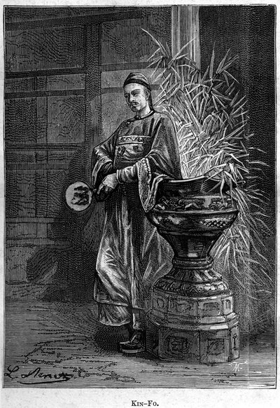 Kin-Fo. I "" The Tribulations of a Chinese in China"", roman av Jules Verne, red. Hetzel av Hippolyte Leon Benett