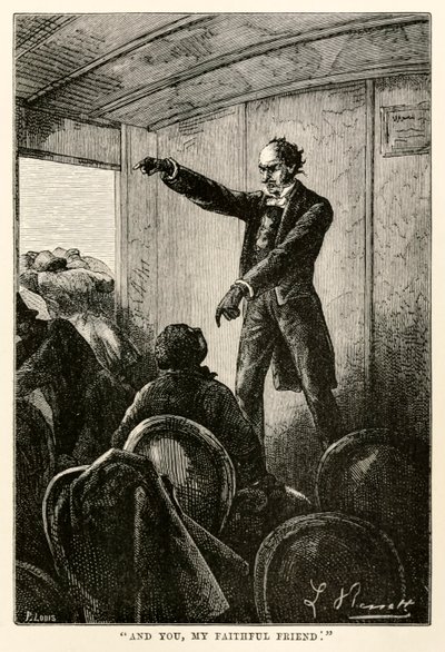 Og du, min trofaste venn., fra Jorden rundt på åtti dager av Jules Verne (1828-1905) gravert av Louis, 1873 av Hippolyte Leon after Benett