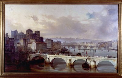 Prosesjon passerer på broen til erkebispedømmet i Lyon - maleri av Hyppolyte Leymarie, ca. 1835-1840, Gadagne-museet i Lyon. av Hippolyte Leymarie