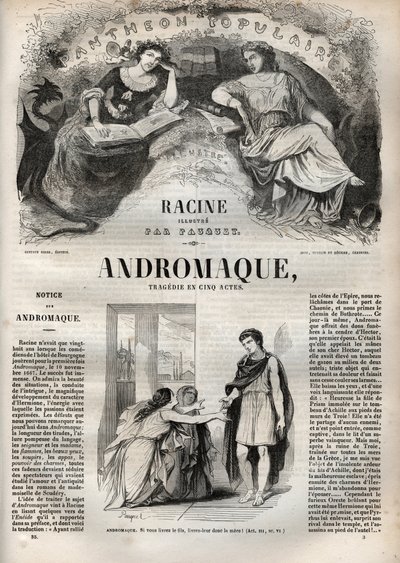 Andromaque tragedie i fem akter - gravering i "" Oeuvres de Jean Racine"" illustrert av Pauquet og notis av Emile de La Bedolliere - 1851 av Hippolyte Louis Pauquet