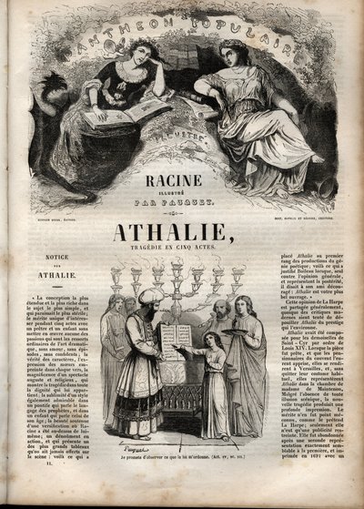 Athalie tragedie by Jean Racine in five acts - engraving in “” Oeuvres de Jean Racine”” illustrated by Pauquet and notice by Emile de La Bedolliere - 1851 av Hippolyte Louis Pauquet