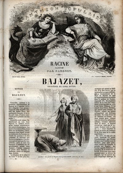 Bajazet tragedie en cinq actes de Jean Racine engraving in “” Oeuvres de Jean Racine”” illustrated by Pauquet and notice by Emile de La Bedolliere - 1851 av Hippolyte Louis Pauquet