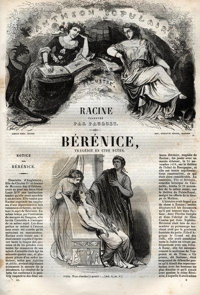 Berenice tragedie i fem akter - gravering i "" Works of Jean Racine"" illustrert av Pauquet og notis av Emile de La Bedolliere - 1851 av Hippolyte Louis Pauquet