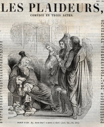 Les Plaideurs (1668) comedy in three acts - engraving in “” Works of Jean Racine”” illustrated by Pauquet and notice by Emile de La Bedolliere - 1851 av Hippolyte Louis Pauquet