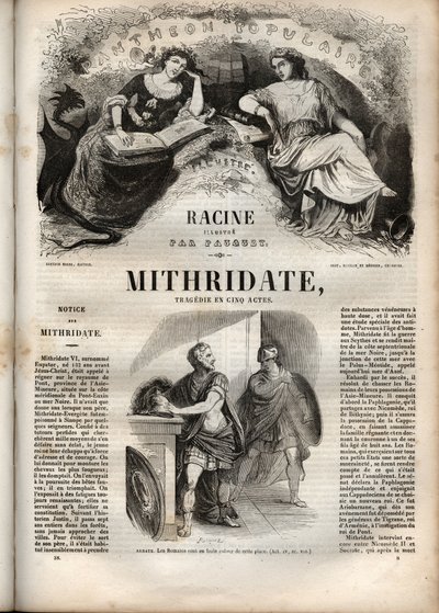 Mithridate-tragedie i fem akter av Jean Racine - gravering i "" Oeuvres de Jean Racine"" illustrert av Pauquet og notis av Emile de La Bedolliere - 1851 av Hippolyte Louis Pauquet