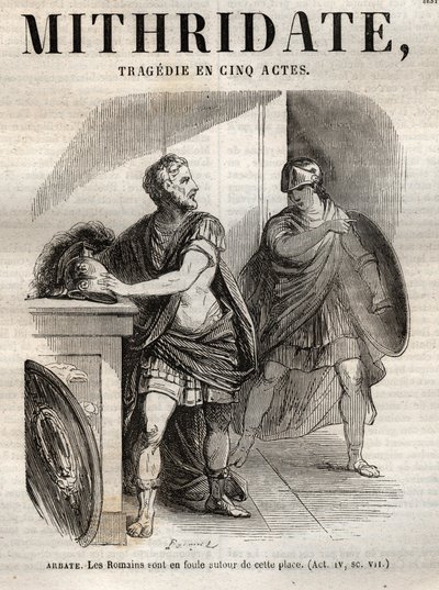 Mithridate tragedie en cinq actes de Jean Racine - engraving in “” Oeuvres de Jean Racine”” illustrated by Pauquet and notice by Emile de La Bedolliere - 1851 av Hippolyte Louis Pauquet