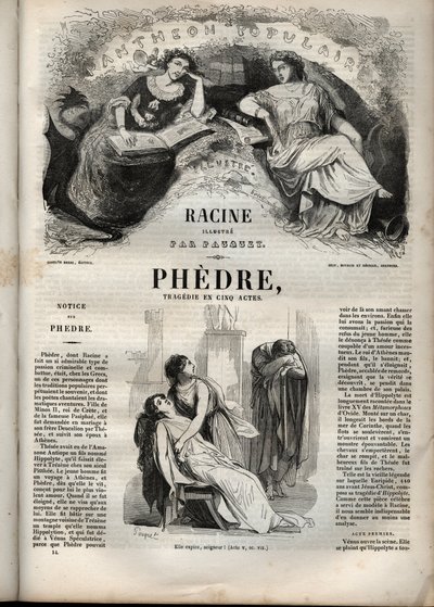 Phedre, by Jean Racine (1639-1699 - engraving in “” Works of Jean Racine”” illustrated by Pauquet and notice by Emile de La Bedolliere - 1851 av Hippolyte Louis Pauquet