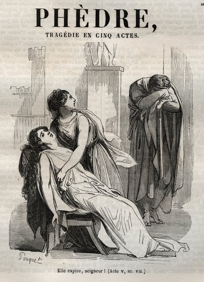 Phedre, av Jean Racine (1639-1699 - gravering i "" Works of Jean Racine"" illustrert av Pauquet og merknad av Emile de La Bedolliere - 1851 av Hippolyte Louis Pauquet