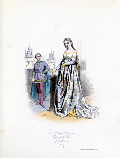 Edel kvinne i full kjole av Hippolyte Louis and Polydore Pauquet