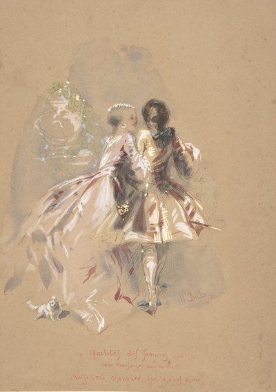 Ungt par sett bakfra, midten av 1800-tallet. av Hippolyte Omer Ballue