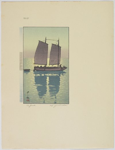 A Junk, Plate nr. 4, slutten av 1800-midten av det 20. århundre av Hiroshi Yoshida