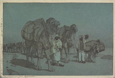 Karavane fra Afghanistan på en måneskinn natt av Hiroshi Yoshida