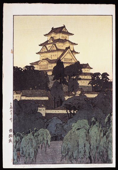 Kveldsutsikt over Himeji-slottet av Hiroshi Yoshida