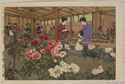 Tokugawa Peony Garden, fra serien, Twelve Scenes of Tokyo, Showa-tiden av Hiroshi Yoshida