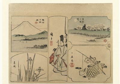 Lim inn blandet blåregn av Hiroshige (I) , Utagawa