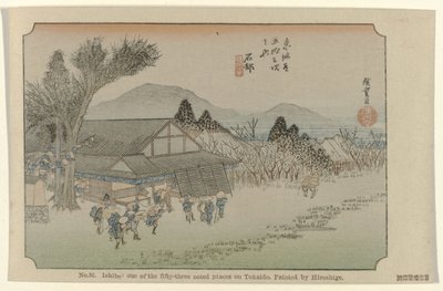 Ishibe Nr. 52. Ishibe: et av de femtitre kjente stedene på Tokaido, malt av Hiroshige (tittel på objekt) De Tôkaidô van Hiroshige (serietittel) Hiroshige no fude Tôkaidô (serietittel på objekt) av Hiroshige (I) , Utagawa