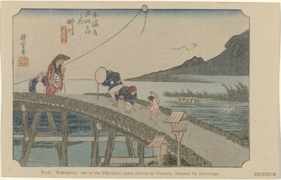 Kakegawa Nr. 27. Kakegawa: en av de femtitre kjente stedene på Tokaido, malt av Hiroshige (tittel på objekt) De Tôkaidô van Hiroshige (serietittel) Hiroshige no fude Tôkaidô (serietittel på objekt) av Hiroshige (I) , Utagawa