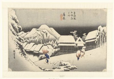 Kambara, Awon ds Hey w Kanbara, Yoru no Yuki 53 s tokaido gojusan neste hus av Hiroshige (I) , Utagawa