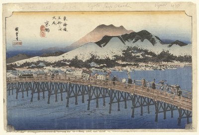 Kyoto, den store bruken av Sanjo Kyoto, Sanjo Ohashi (tittel på objekt) De 53 stasjonene van de Tokaido (serietittel) Tokaido gojusan tsugi no uchi (serietittel på objekt) av Hiroshige (I) , Utagawa