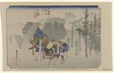 Mishima nr. 12. Mishima: en av de femtitre kjente stedene på Tokaido. Malt av Hiroshige De Tôkaidô van Hiroshige (serietittel) Hiroshige no fude Tôkaidô (serietittel på objekt) av Hiroshige (I) , Utagawa