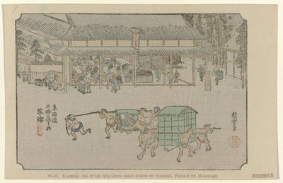 nr. 53. Kusatsu: et av de femtitre kjente stedene på Tokaido, malt av Hiroshige De Tôkaidô van Hiroshige (serietittel) Hiroshige no fude Tôkaidô (serietittel på objekt) av Hiroshige (I) , Utagawa