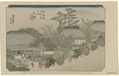 Otsu Nr. 54. Otsu: et av de femtitre kjente stedene på Tokaido, malt av Hiroshige (tittel på objekt) De Tôkaidô van Hiroshige (serietittel) Hiroshige no fude Tôkaidô (serietittel på objekt) av Hiroshige (I) , Utagawa