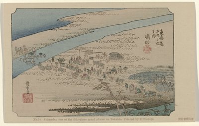 Shimada Nr. 24. Shimada: et av de femtitre kjente stedene på Tokaido, malt av Hiroshige (tittel på objekt) De Tôkaidô van Hiroshige (serietittel) Hiroshige no fude Tôkaidô (serietittel på objekt) av Hiroshige (I) , Utagawa