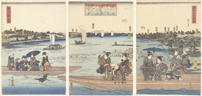 Ferger på Sumida-elven Sumidagawa watashi no zu (tittel på objekt) Famous Views of the Eastern Capital (serietittel) Toto meisho zue (serietittel på objekt) av Hiroshige (I) , Utagawa