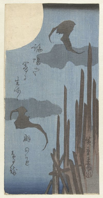Flaggermus og måne av Hiroshige (I) , Utagawa