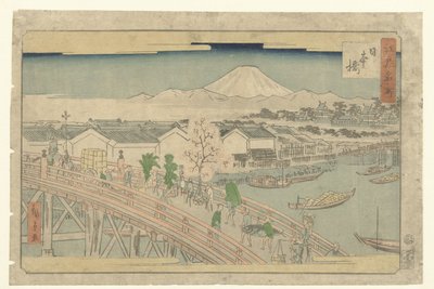 Nihonbashi (tittel på objekt) Kjente steder i Edo (serietittel) Edo meisho (serietittel på objekt) av Hiroshige (II) , Utagawa