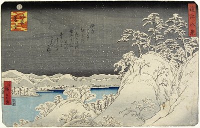 Kveldssnø på Mount Hira, januar 1859 av Hiroshige II
