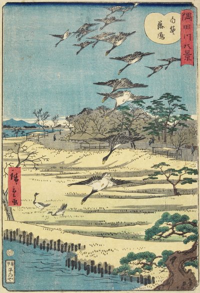 Søkegjess ved Shirahige, november 1861 av Hiroshige II
