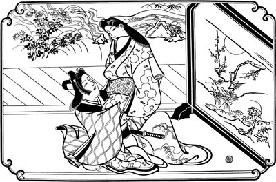 Bak skjermen, 1680-tallet. av Hishikawa Moronobu