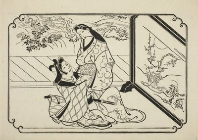 Bak skjermen, ca. 1673-81 av Hishikawa Moronobu