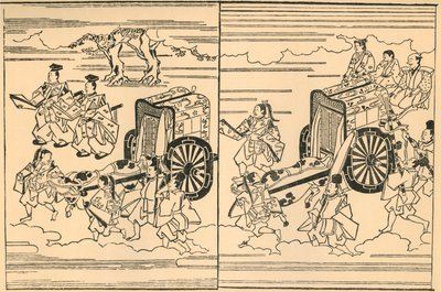 Vogner trukket av okser, 1663, 1924. av Hishikawa Moronobu