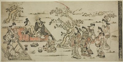 Blomstervisning av Hishikawa Moronobu